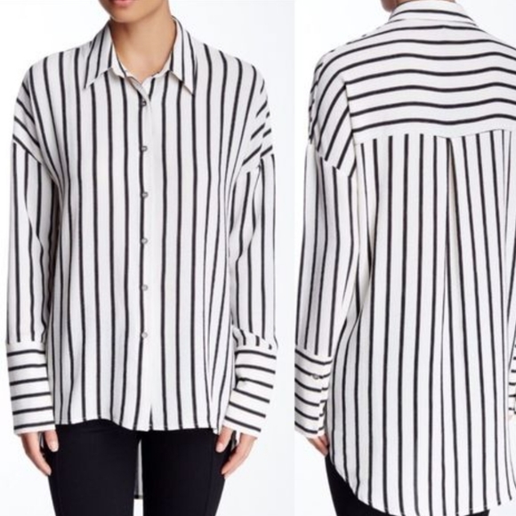 Harlowe & Graham Tops - {Harlowe & Graham} Black & White Striped Blouse